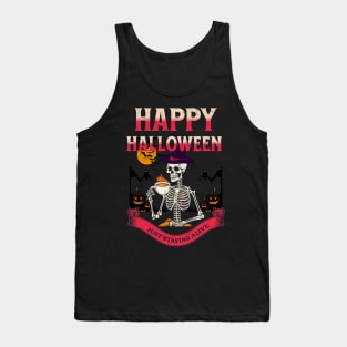 Halloween skeleton drinking coffee Tank Top